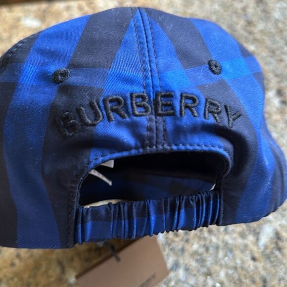 Burberry blue/black check baseball cap. Unisex. One size 8-12Y. New, with tag. - Picture 3 of 6